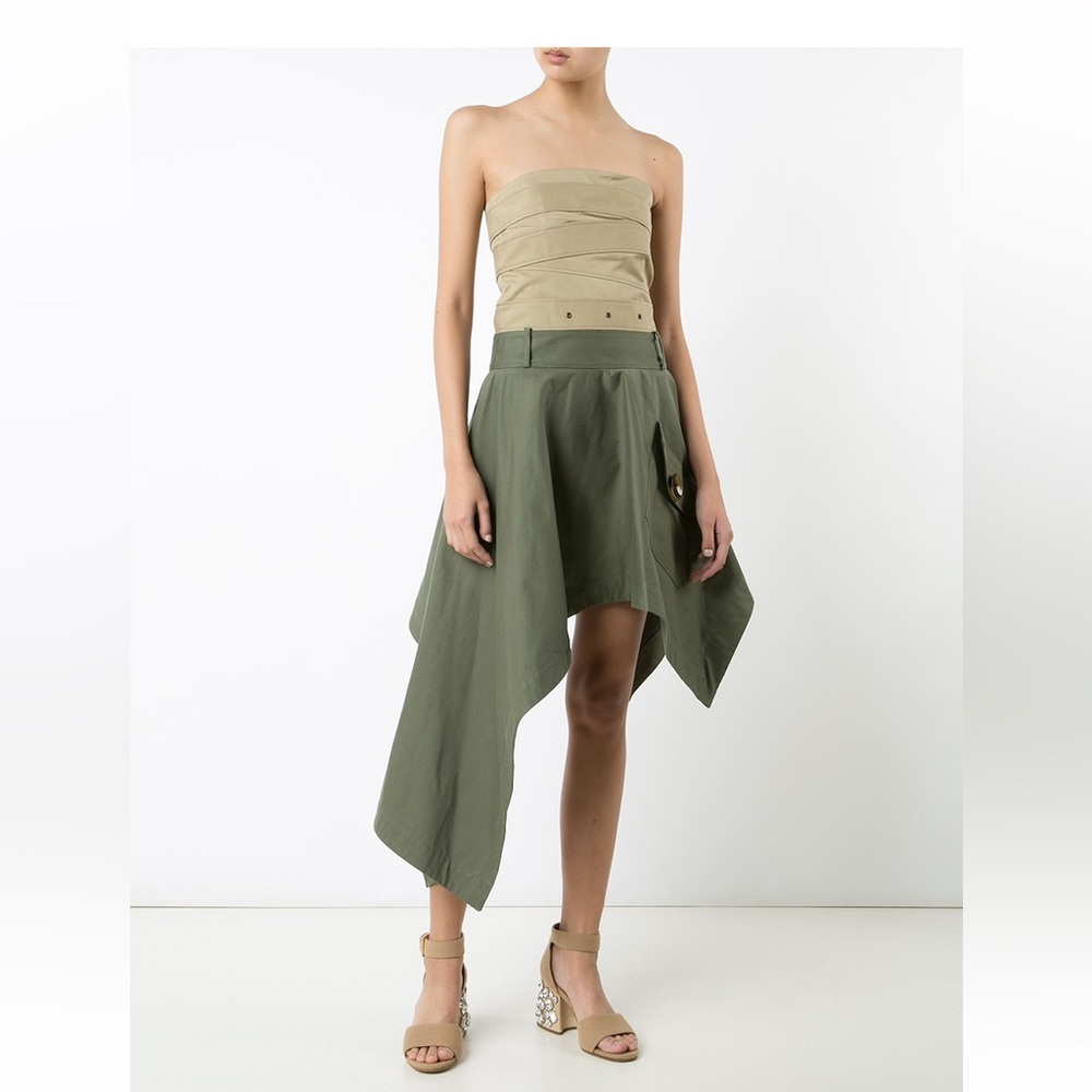 MONSE Green Asymmetrical Midi Skirt for Cocktail